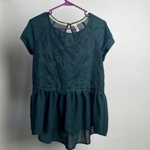 Sheer green lace peplum